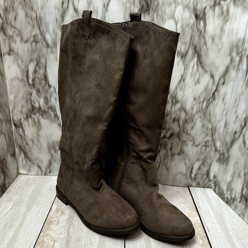 Gray Wide Knee Boots Witchy Whimsigoth Dark Academia Vibes Lightweight Cloth